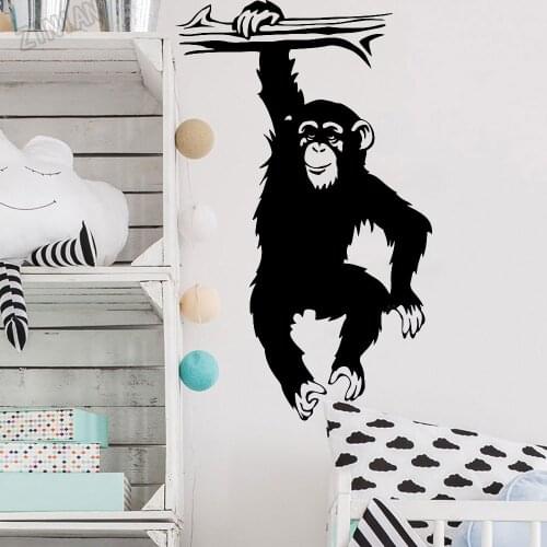 Monkey Tree Wall Decal Nursery Kids Room Wall Stickers Decoration Jungle Animal Vinyl Dormitory Self-adhesive Wall Murals Y293