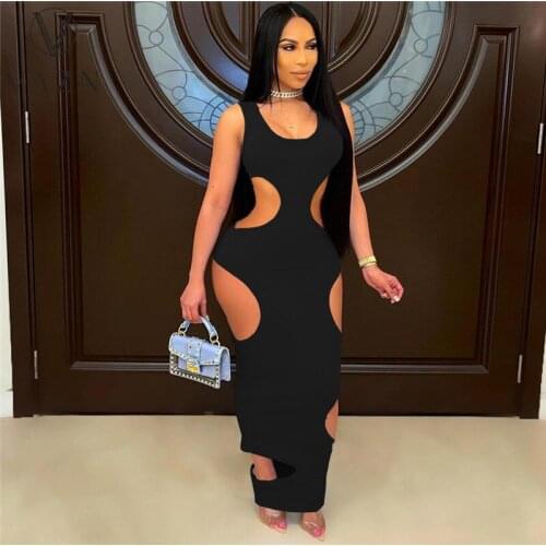 VAZN New 2021 Sexy Sleeveless Strapless Blue Solid Women Elegant Fashion Maxi Dress Slim Dress Club Birthday Dress