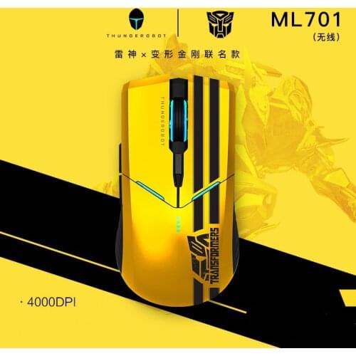 New THUNDEROBOT Transformers bumblebee wireless mouse ML701 Autobot 7 colors light game mouse 4000PDI