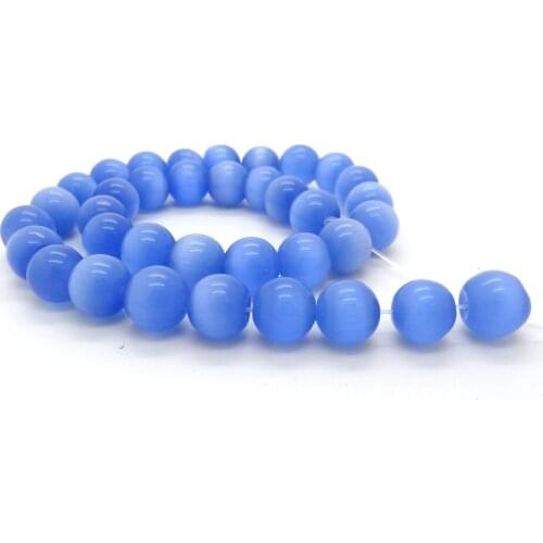 Wholesale 10mm Light Blue Cat Eye Round Shape Loose Glass Space Beads For Jewelry Making,about 40pcs/strand,Free Shipping