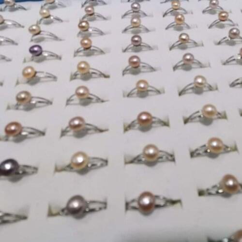 Wholesale 100 pcs button freshwater pearl rings elastic style