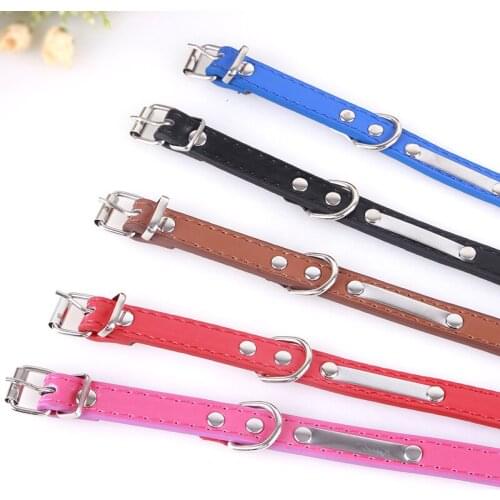Dog Collar PU Leather With Tag Adjustable Collar For Dog Pet Accessories Collars For Dog Cat Small Dog Supplies
