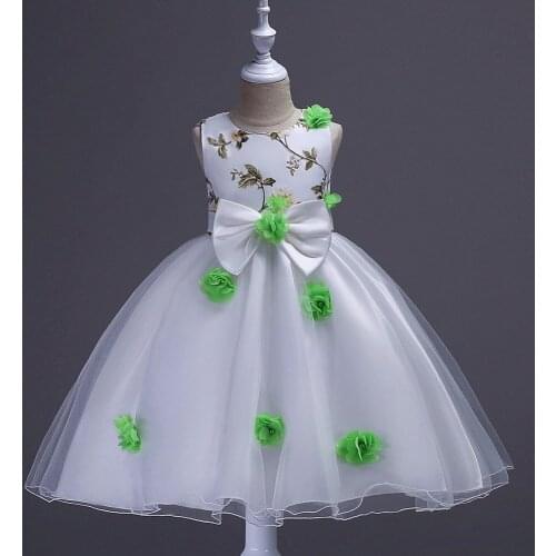 Girls Princess Dress for Kids Party Wedding Dress Children Sleeveless Prom Flower Appliqued Dress for 3-11T