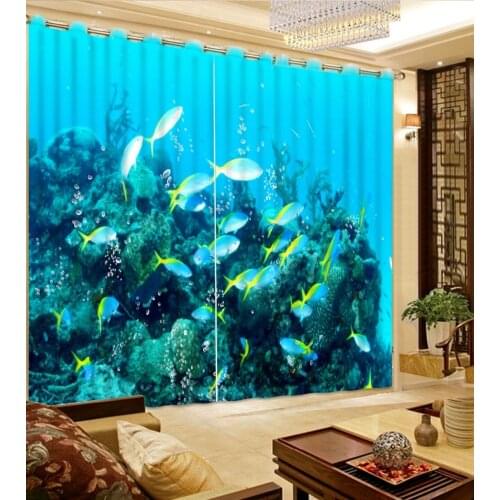 Ocean curtains Luxury Living Room Curtains 3D Curtains For The Bedroom Kitchen Modern Window