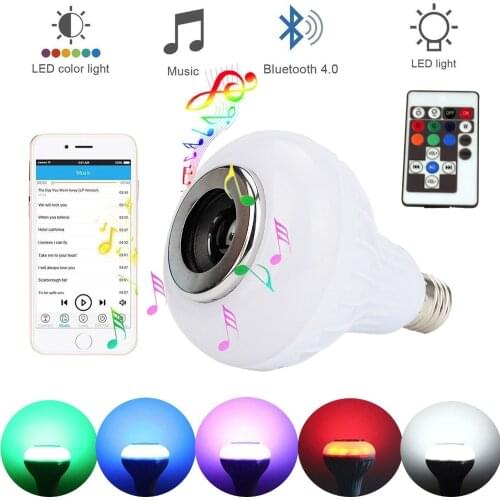 Dimmable E27 Smart RGB Wireless Bluetooth Speaker Bulb Music Playing LED Bulb Light Lamp 12W Flash with 18 Keys Remote Control