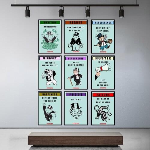 Modern Room Print Set of 9 Monopoly Quotes Wall Painting Success Inspirational Trends Art No Frame Pictures