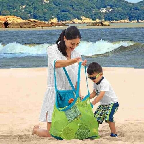 24.8in / 16.54in Storage Bag Children Beach Mesh Toys Storage Bag Kids Folding Sand Away Net Tote Outdoor New