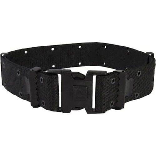 Military Black Perforated Simple Fit Tactical Belt Soft Genuine Nylon Military Belt Hard Non-slip Mens Hunting Fishing Belt