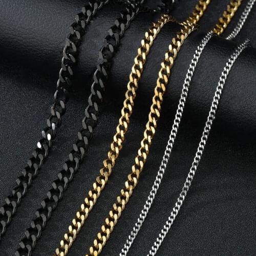YEYULIN Basic Punk Stainless Steel Necklace Vintage Curb Cuban Link Chain Chokers for Men Women Solid Color Metal Jewelry
