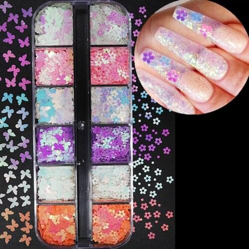 Pearl Nail Glitter Flakes Neon Shimmer Mirror Mermaid Flower Butterfly Dipping Macaron Nail Chrome Pigment Gel Polish Decoration