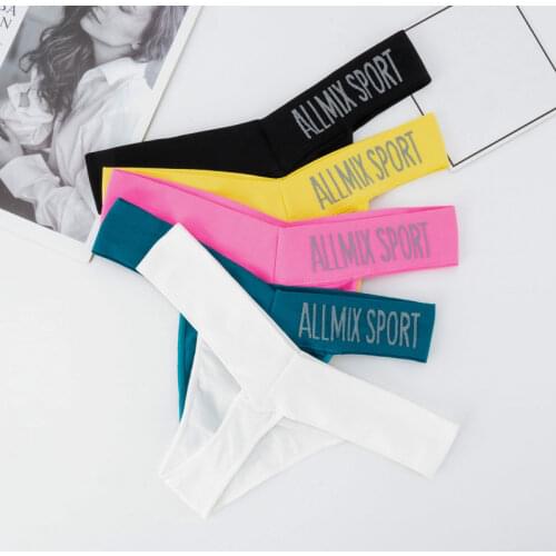 Womens Thong Sports Panties with Wide Side Band Letters Panties Sexy Nylon Thong Seamless Lingerie Female Comfortable Underwear