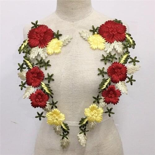 1 Pair Colorful Knitted Cotton Mesh Lace Applique 20*9cm Sewing On Clothing, T-shirt, Fashion Costume, Table Cloth