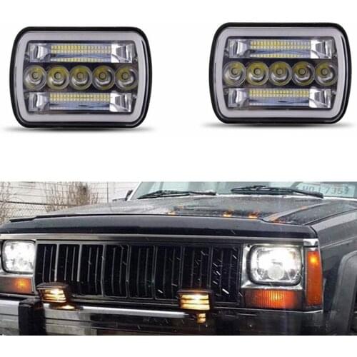 1PCS 5X7 inch 6000K Car LED Square Headlights Day Running Lights Hi-Lo Beam for Jeep Wrangler YJ/Cherokee XJ/MJ Trucks Off-Road