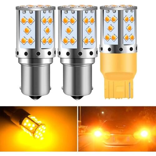 1pcs P21W 1156 BA15S BAU15S T20 7440 LED Bulbs Car Lights Turn Signal Reverse Brake Light 3030 35SMD Super Bright orange