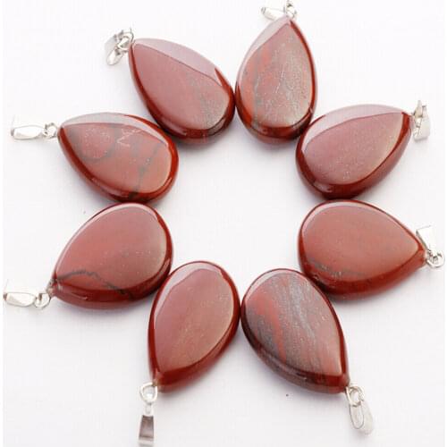 Yubao 1pcs Red Jasper Sand natural crystal stone necklace teardrop pendant