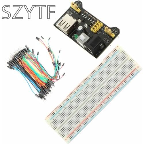 3.3V5V MB102 Breadboard power module+MB-102 830 points Solderless Prototype Bread board kit +65 Flexible jumper wires