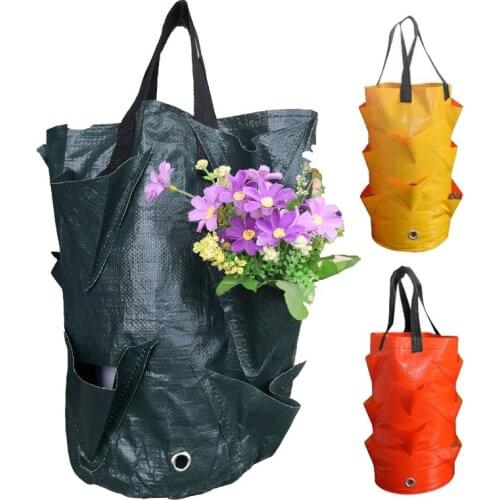 3 Gallon PE fabric Strawberry Planter grow Bag planter pots Garden wall Hanging Flower Outdoor Tomato planting Container