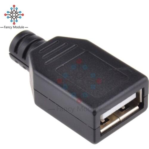 5PCS USB 2.0 Type-A Plug 4-pin Female Adapter Contor Jack Plastic Cover