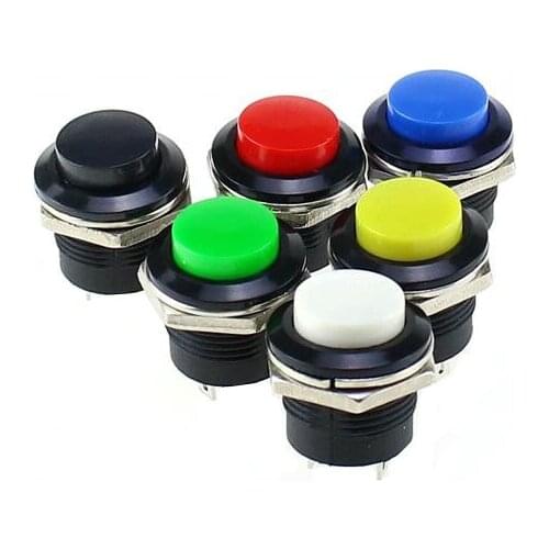 6 pcs R13-507 Momentary SPST NO Red Round Cap Push Button Switch AC 6A/125V 3A/250V 6color