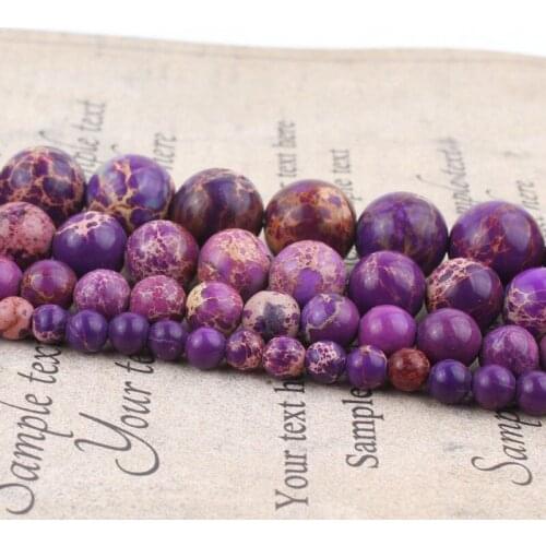 Natural Purple Sea Sediment Turquoises Imperial Jaspers Round Loose Spacer Bead For Making Jewelry DIY Accessories 15inche