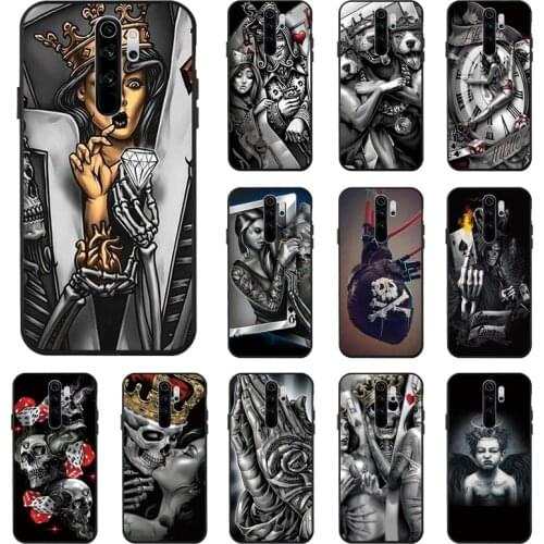 Skeleton Phone Case For Xiaomi Redmi Note 10 9 8 7 Pro 9S 10S 8T Case Funda On Xiaomi Mi 11 Ultra Mi11 Lite 9A Skull Poker Cover