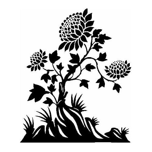 Flower Creative Design Art Sticker High Quality Car Decoration Personality Pvc Waterproof Decal Black/white, 16cm*20cm