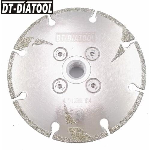DT-DIATOOL 1pc Electroplated Reinforced Diamond Cutting Disc Saw Blade Cutter M14 Thread Dia 4" 4.5" 5" for Marble Granite