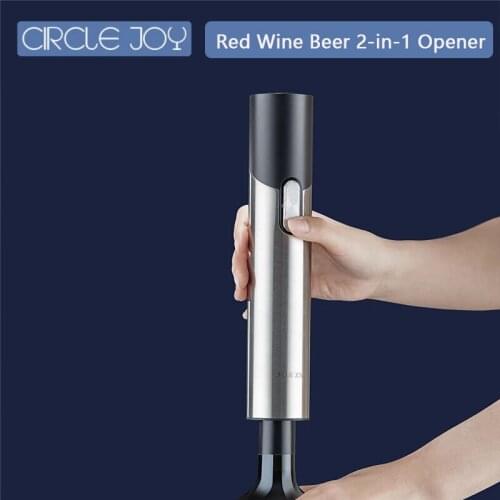 Electric Red Wine Beer Opener 2 in 1 Rechargeable Automatic Bottle Corkscrew With Foil Cutter Home Tool Can Opener Party Gift