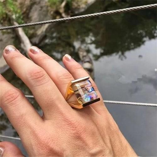Geometric Square Color Shell Ring Bohemia Personality Exaggerated Fashion Rings Women Jewelry Gift Accessories The Wedding