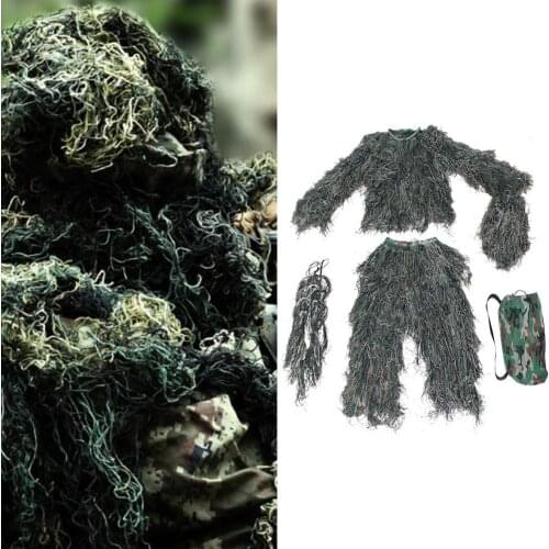 Jungle Camouflage Clothing Polyester Full Cover Hunting Suits Hunting Secretive Woodland Ghillie Suit Jungle Camouflage Clothing