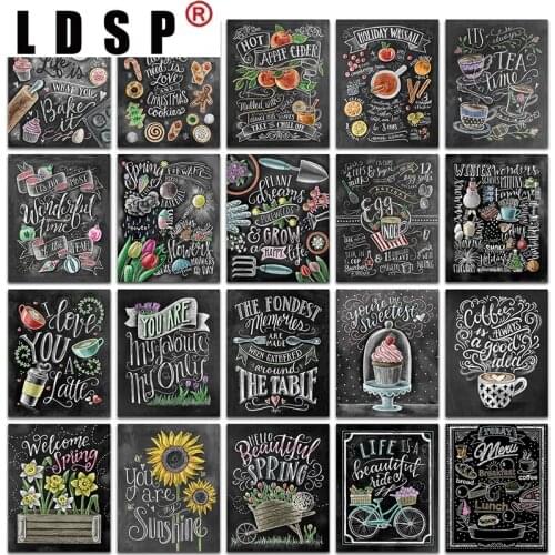 LDSP Home Decor 5D DIY Full Square/Round Drill Diamond Painting "Black Board Word" 3D Embroidery Cross Stitch Embroidery Mosaic