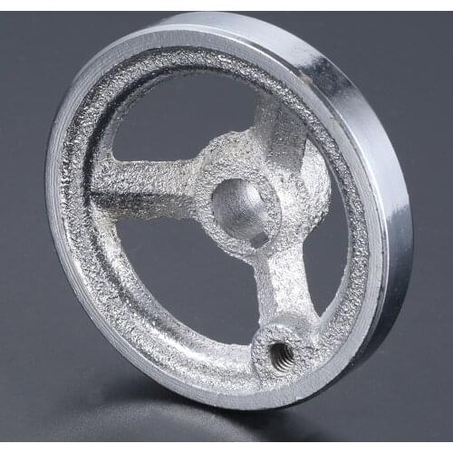 1 PC Metal Silver 3 inch (75mm) 4 Spoke Round Iron Hand Wheel For Lathe Milling Grinder Machine