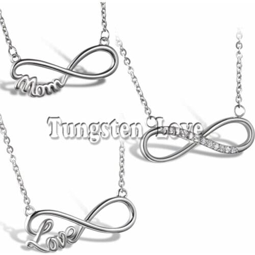 Fashion Stainless Steel Women Infinity Pendant Necklace Rhinestone "Love" "Mom" Designs collar bisuteria mujer 2020 Silver Color