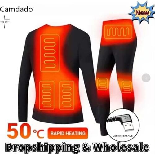 2021 Winter Men Self Heated Underwear Pants Thermal Underwear USB Fleece Set Warm Wear Suit Heating Clothing Women Jacket