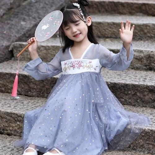 New Girls Hanfu Princess Clothing Modern Daily Hanfu Chinese Han Costume Embroidery Classical Dance Costume Hanfu Kids SL1216