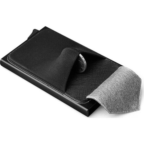 New style Automatic Leather Credit Card Holder Men Metal Aluminum Alloy Business ID Multifunction Cardholder Mini Slim Wallet