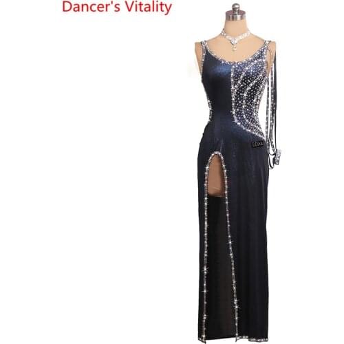 Latin Dance Compeitition Dress Women Latin Dancing Fringed Skirt High-End Custom Adult Child Professional Competition Dance Wear