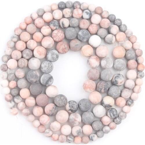 Natural Dull Polish Matte Pink Zebra Jaspers Stone 4/6/8/10mm Round Loose Beads For Jewelry Making Diy Bracelet Necklace 15 Inch