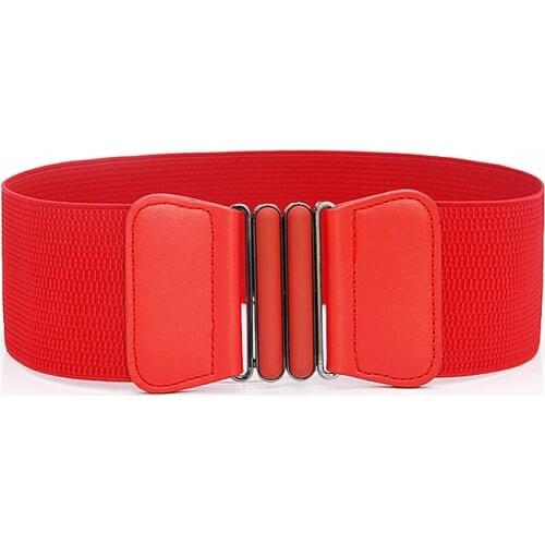 Waist Belt Fashion Waist Belts Lady Solid Stretch Elastic Wide Belt Dress Adornment For Women Waistband 7.5cm Width 64cm Long