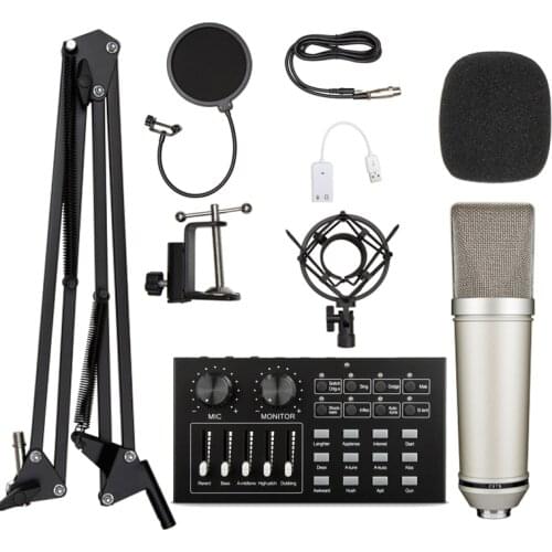 Bm 800 Professional Condenser Microphone Kit Mic Fit Computer Studio Recording Karaoke Broadcasting V9 Sound Card+BM800 Mic Set