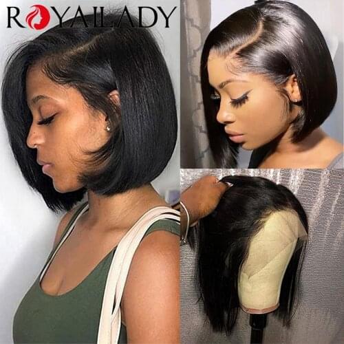 Straight Short Bob Human Hair Wigs 13x4 Lace Front Human Hair Wigs For Black Women Royal Lady Brazilian Natural Hair Wig