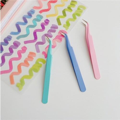 Mini Colorful Stainless Steel Tweezers Practical Portable Multifunction DIY Scrpabooking Tape Stickers Tool Tweezers Stationery