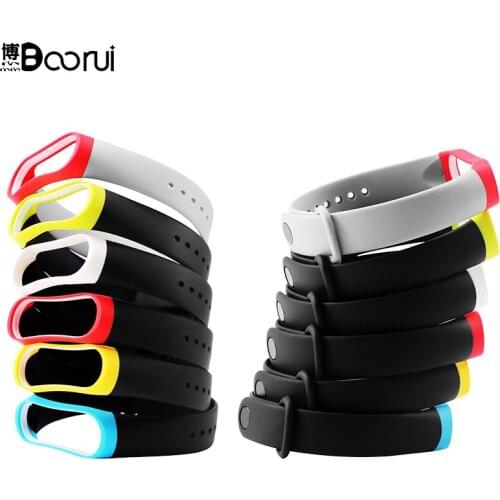 BOORUI mi band 3 strap for Xiaomi Mi Band 3 Strap double color hot Silicone wrist strap For xiaomi mi band 3 smart accessories