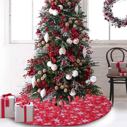 Christmas Decoration Red Brushed Snowflake Tree Skirt Tree Top Decoration Apron