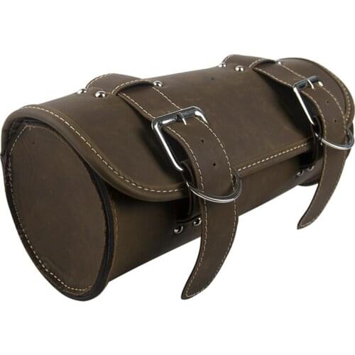 Universal Motorcycle PU Leather Vintage Front Toolkit Bag Saddlebag Round Barrel Saddle Tool Bag For Harley Honda Suzuki