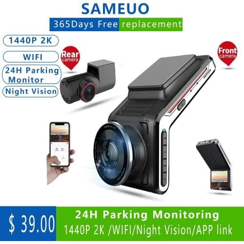 Sameuo U2000 WIFI dash cam 2k front and rear 1080p CAR dvr dual lens dash camera car monitor Night Vision 24H Parking Recorder