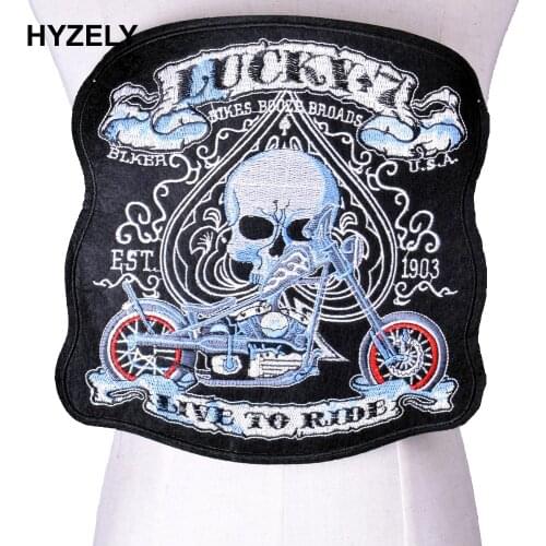 Vintage Big Skull Applique Iron On Patches Embroidered Clothes T-Shirt Decor Clothing Custom Biker Punk Stickers