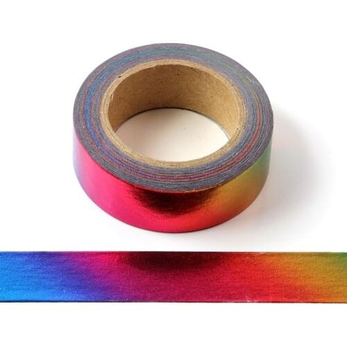 High quality 10pcs/lot Rainbow Solid Foil Washi Tapes Scrapbooking Planner Adhesive Masking Tapes Kawaii School Supply