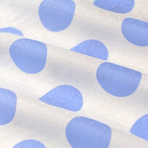 High quality cotton material Blue purple big wave point fabric High end clothing, dress, shirt tissus