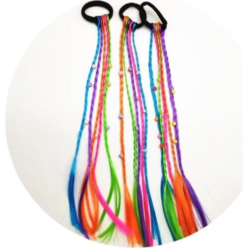 1Pc Flower Bead Women Twist Braid Wig Ponytail Holder Rubber Band Girl Heart Hair Rope Colorful Hair Clip Accessories